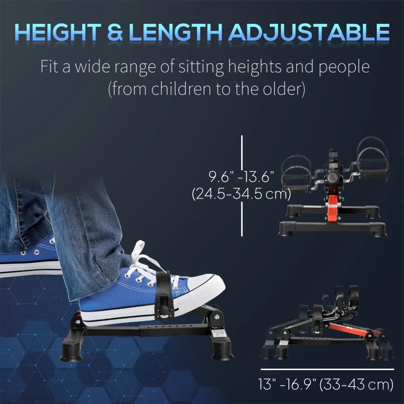 Soozier Pedal Exerciser Under Desk Bike with LCD Display, Adjustable Resistance, Mini Exercise Bike for Home Office