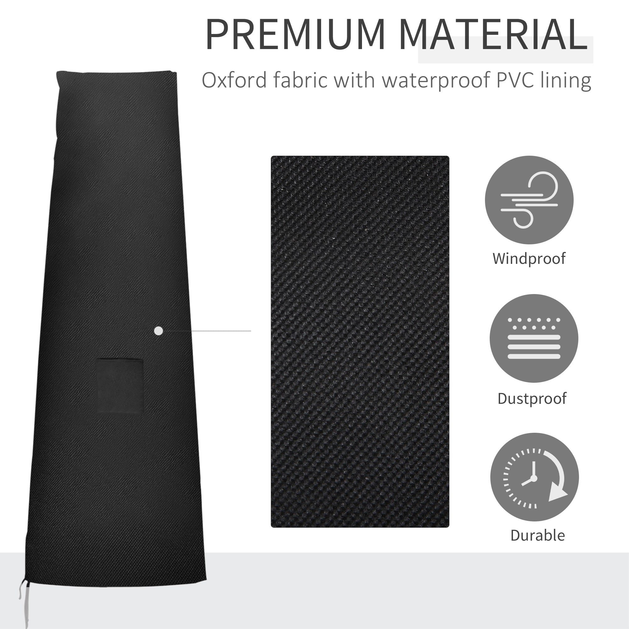 Outsunny Outdoor Large Umbrella Cover Patio Cantilever Banana Parasol Protector Weather Resistant Black 