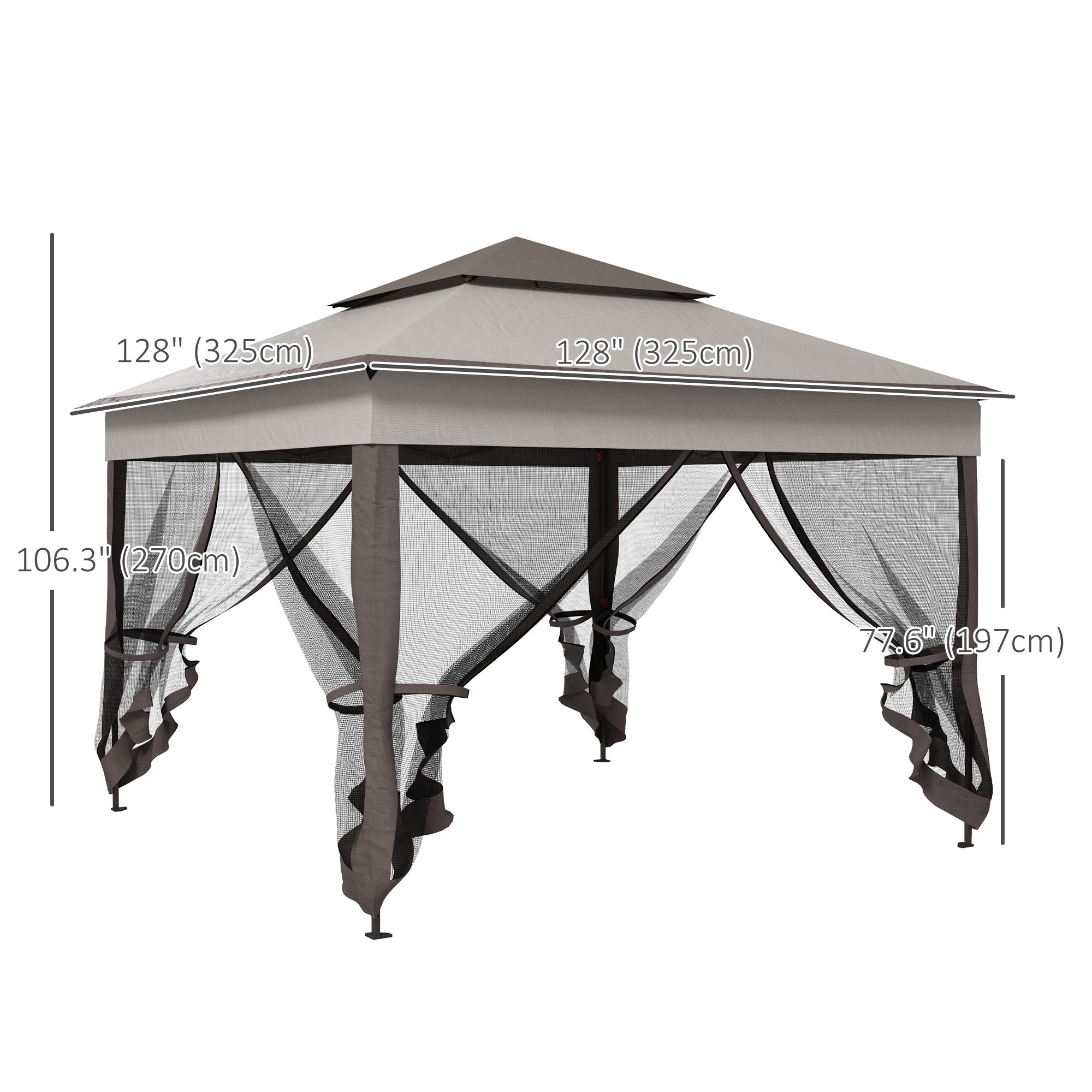 Outsunny 11'x11' Pop Up Canopy 2-Tier Soft Top Event Tent Netting Carry Bag Patio Backyard Garden Grey 