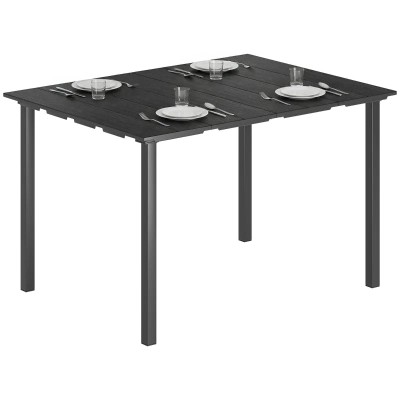Outdoor Dining Table for 4 People, Rectangular Patio Table with HDPE Top and Metal Frame, for Garden, Backyard, Deck