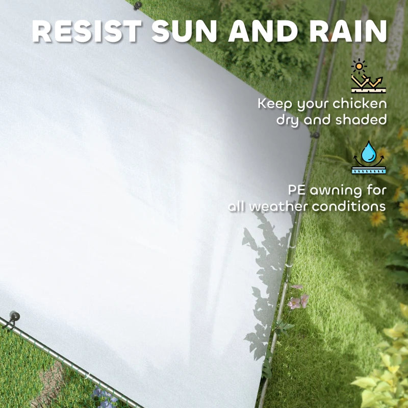 Metal Chicken Coop with Water- and UV-Protection Cover for Backyard Hen, Duck, Rabbit, 39.4' x 9.8' x 6.4'
