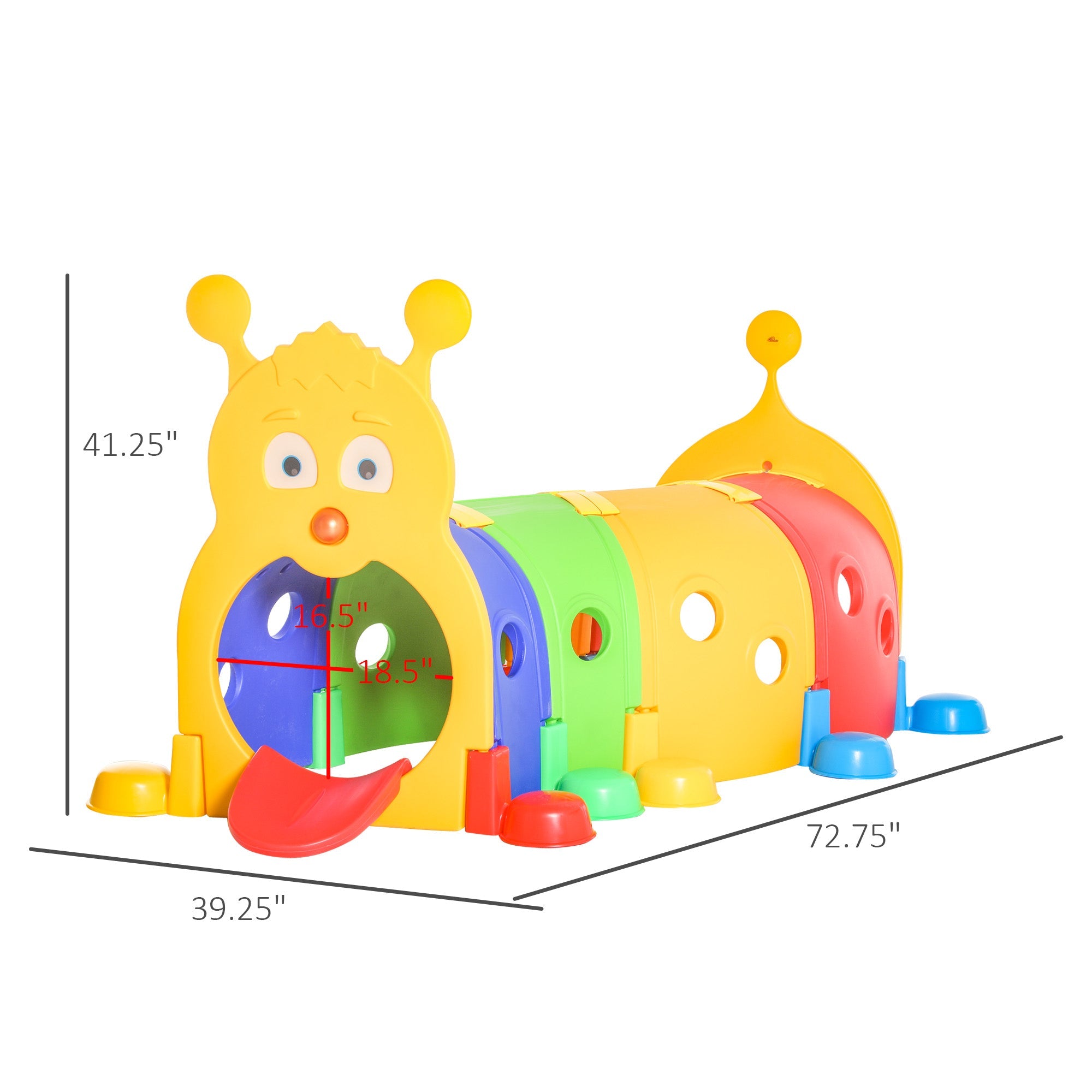 Qaba Kids Caterpillar Tunnel Climb-N-Crawl Toy Indoor Outdoor Play Multicolor for Ages 3-6 
