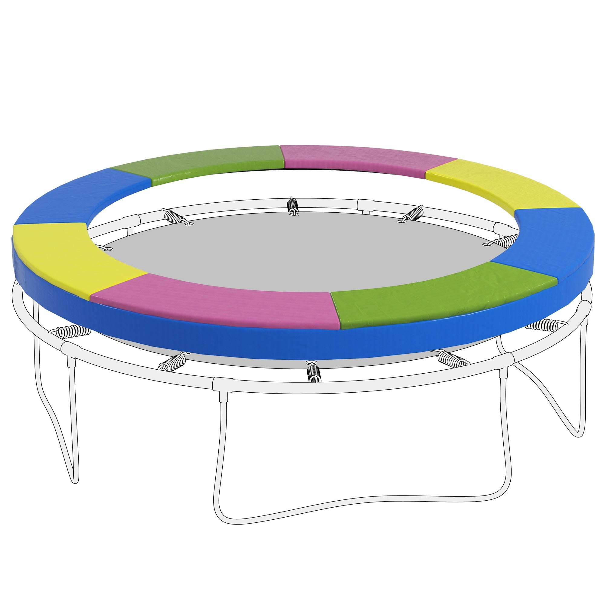 Soozier 8FT Trampoline Spring Cover, Trampoline Pad Replacement, Waterproof and Tear-Resistant, All-Weather Trampoline Accessories, Multi-Colored 