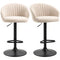 Bar Stools Set of 2, Swivel Counter Height Barstools with Back, Footrest, Adjustable Height, Beige