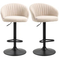 Bar Stools Set of 2, Swivel Counter Height Barstools with Back, Footrest, Adjustable Height, Beige
