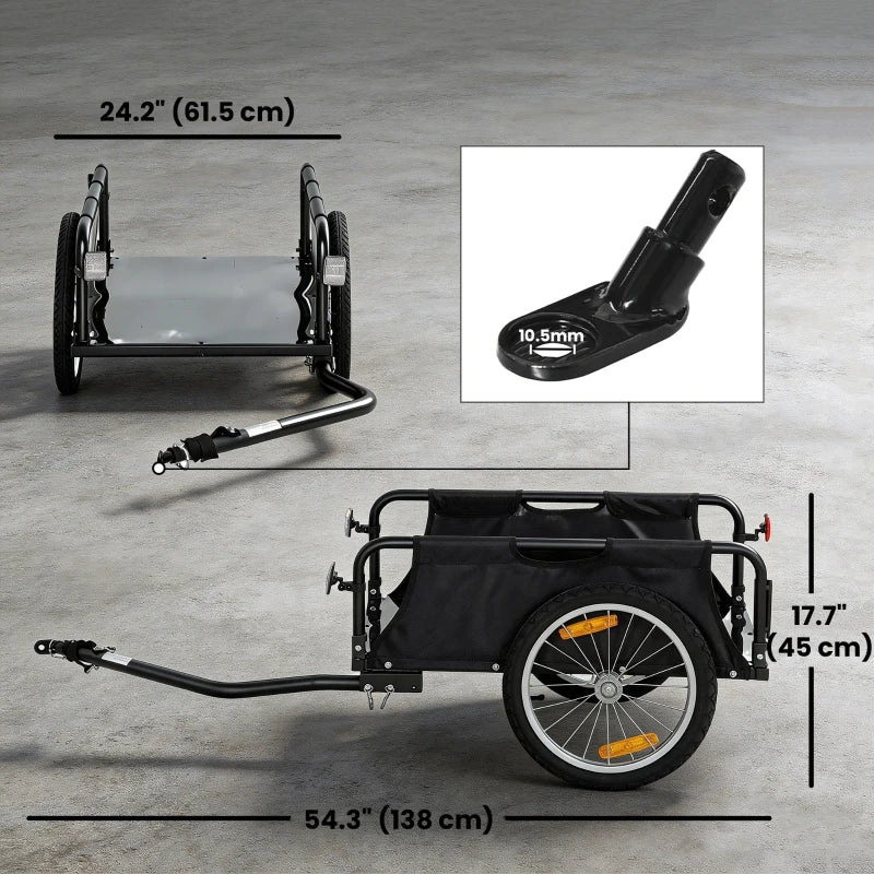 Soozier Bicycle Cargo Trailer Wagon Cart with Quick Release 16" Pneumatic Wheels, Universal Hitch & Safety Flag