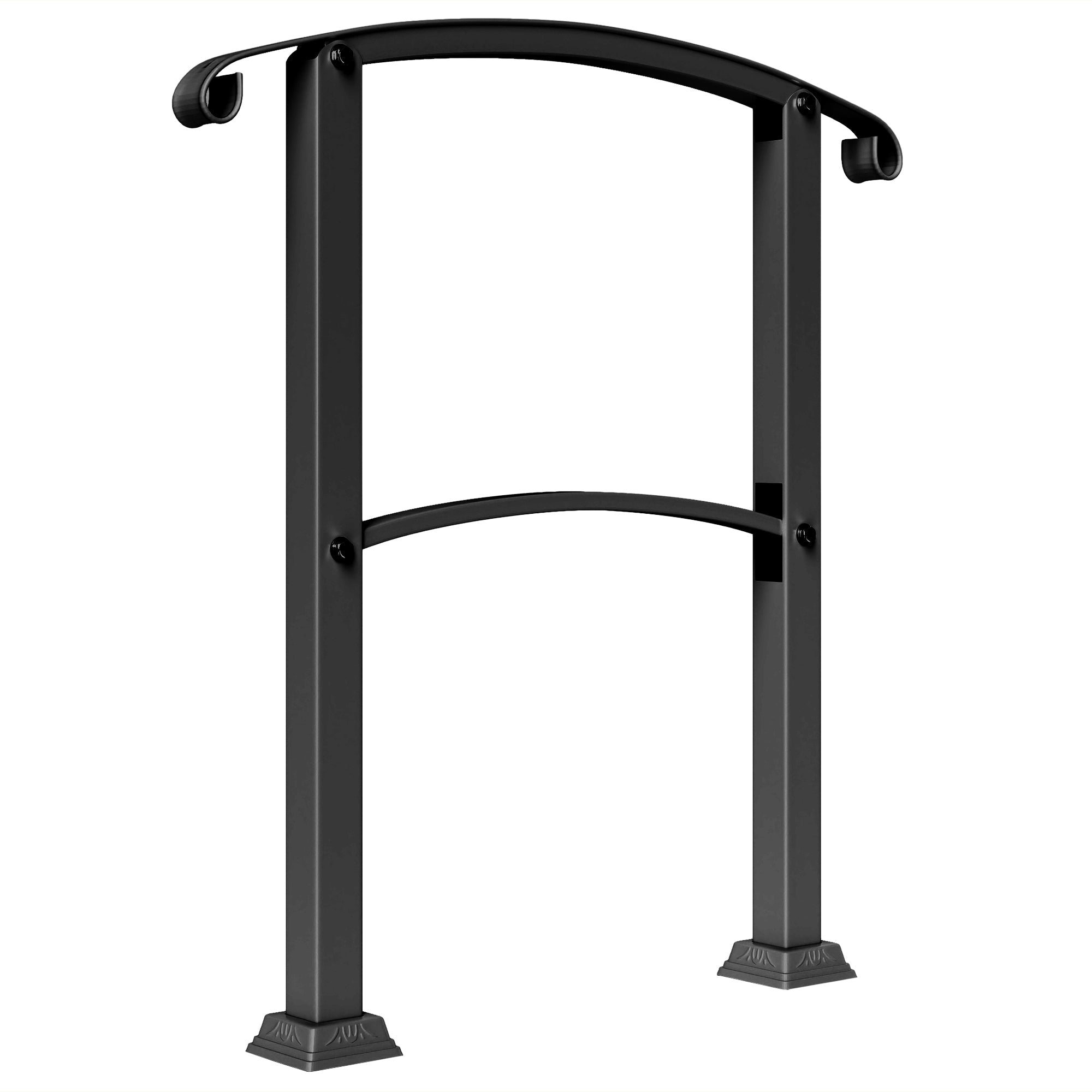 Outsunny 1-3 Step Handrails for Outdoor Steps, Porch Deck Railing, Metal Outdoor Stair Railing with Installation Kit, Black 