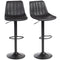 Counter Height Bar Stools Set of 2, Adjustable Height Bar Chairs with Swivel Seat, Leathaire Upholstery, Black