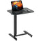 Pneumatic Standing Desk Adjustable Height, Mobile Stand Up Desk with Wheels, 43 Inch Portable Rolling Table, Black