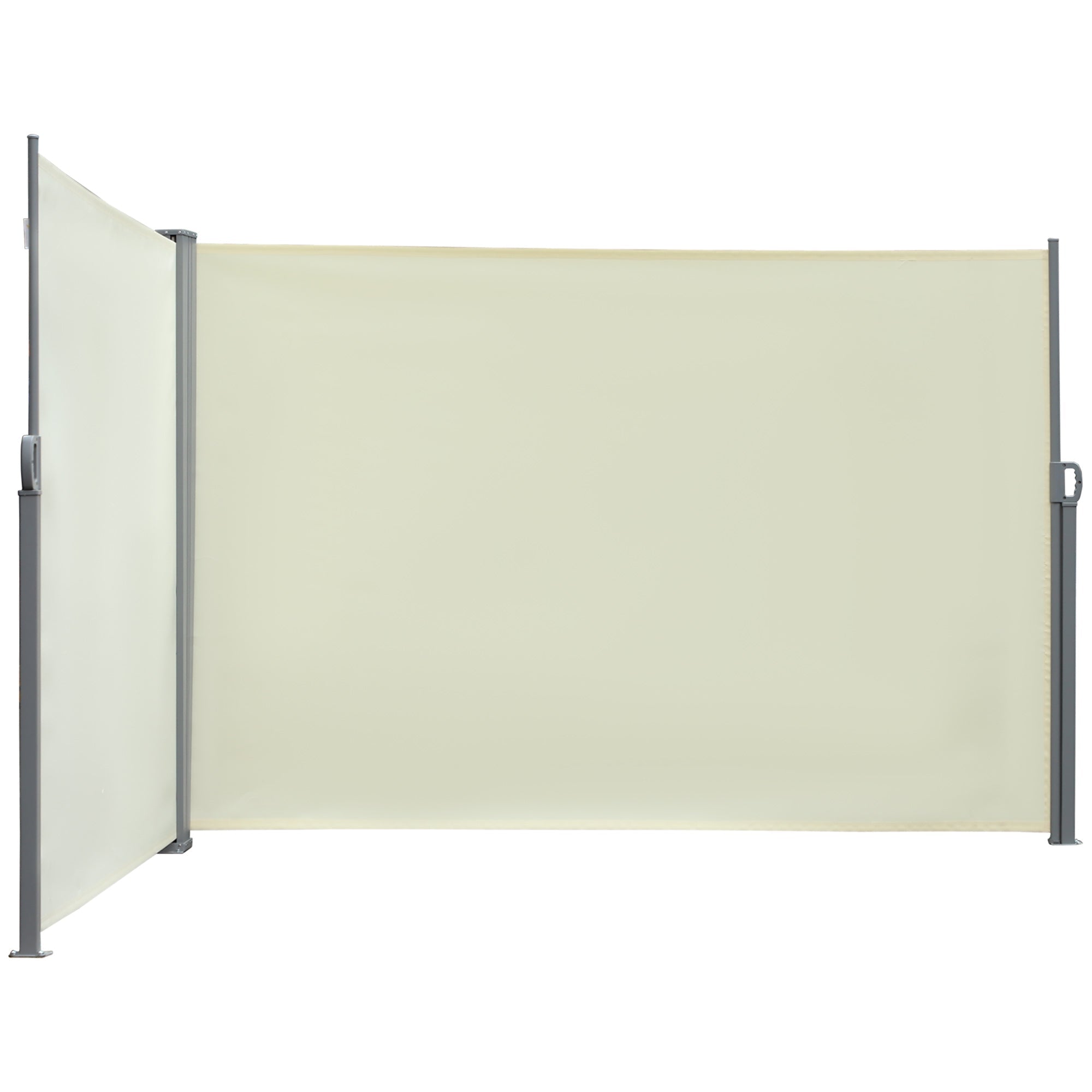 Outsunny Outdoor Privacy Screen 236" x 63" Double Side Retractable Awning for Patio Garden Balcony Backyard Cream White 