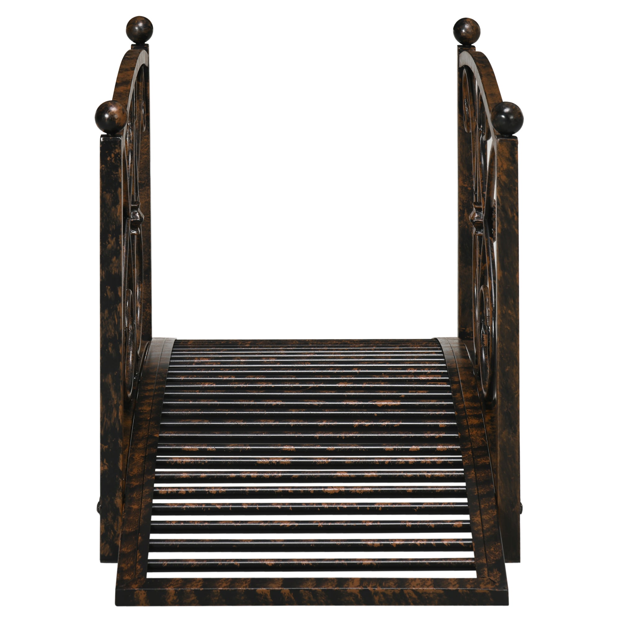 Outsunny Garden Bridge 3.3FT, Decorative Classic Backyard Pond Bridge with Safety Railings Brown 