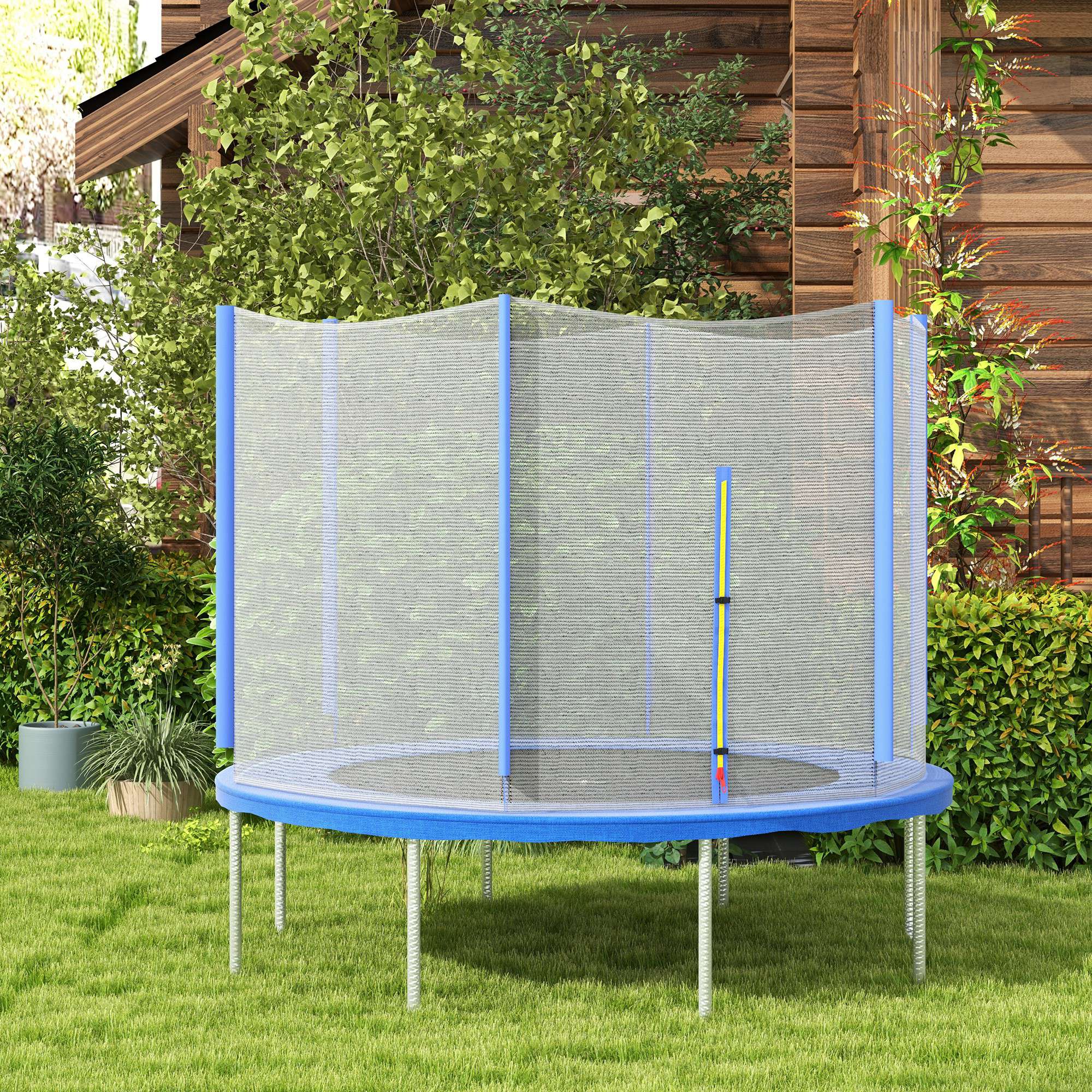 Soozier Safety Trampoline Net Enclosure 8ft Round Zippered Entrance Replacement Netting Black 