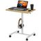 Height Adjustable Standing Desk, Pneumatic Sit Stand Desk with Wheels and Headphone Hook, Natural Wood Grain