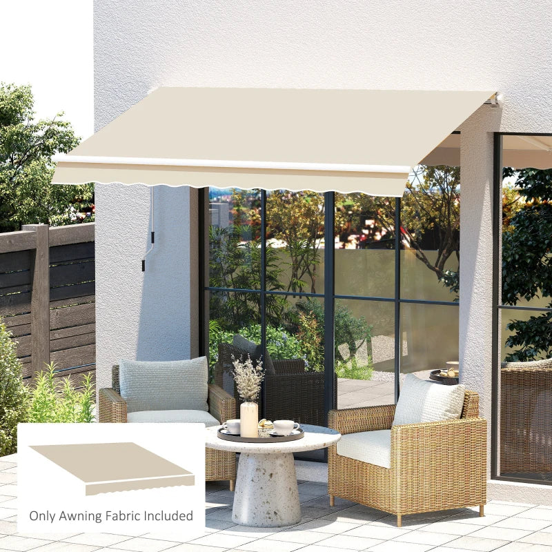 9' x 8' Outdoor Sunshade Canopy Awning Cover, Retractable Awning Fabric Replacement, UV Protection, Beige