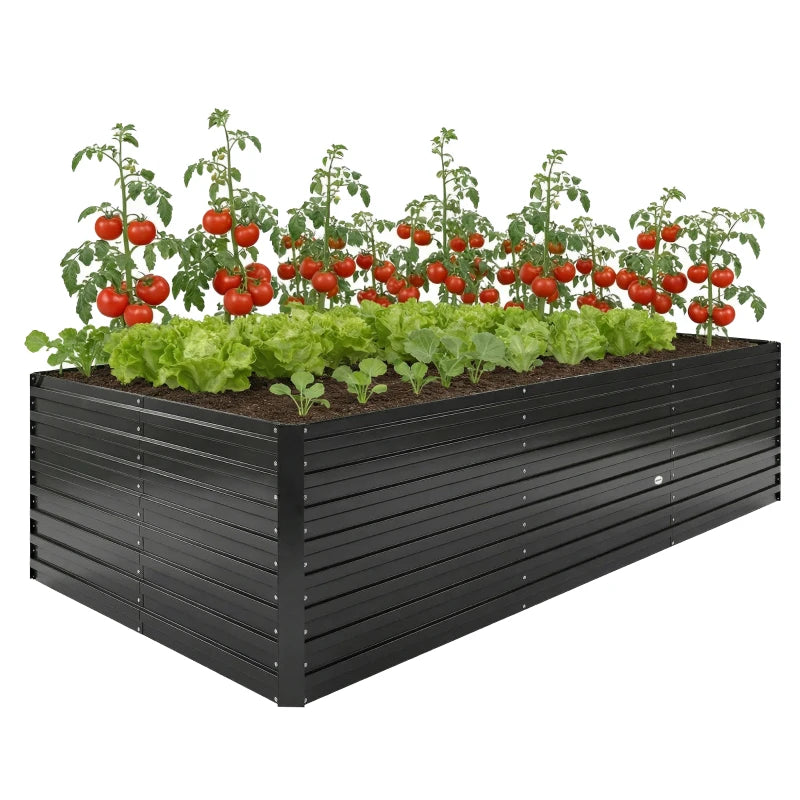 8' x 4' x 2' Raised Garden Bed, Galvanized Planter Box for Growing Flowers, Herbs and Vegetables, Black
