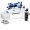 79 inch Gaming Desk with RGB Lights, Computer Table with Power Outlets & USB Ports, Keyboard Tray and 2 Drawers, White