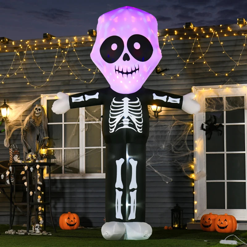 HOMCOM 10ft Halloween Inflatable Skeleton Ghost – LED Lighted, Indoor/Outdoor 