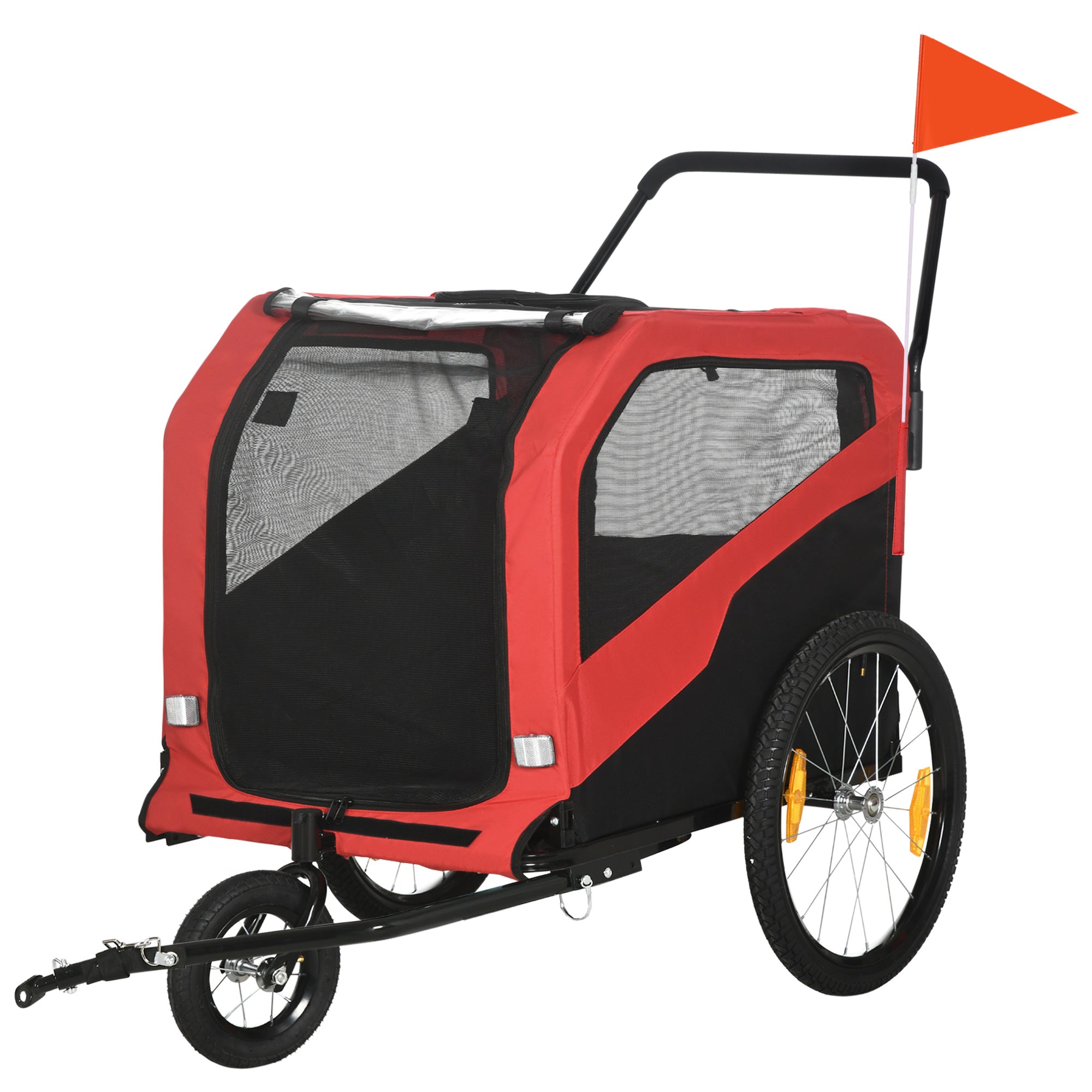 Aosom 2-in-1 Dog Bike Trailer for Large Dogs, Red 