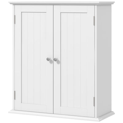 HOMCOM Bathroom Medicine Cabinet, Wall Cabinet with 2 Doors and Adjustable Shelf, Space Saver Over Toilet Cabinet 