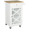 Kitchen Cart on Wheels, Rolling Kitchen Island with Drawer, Glass Door, Towel Rack and Adjustable Shelf, White