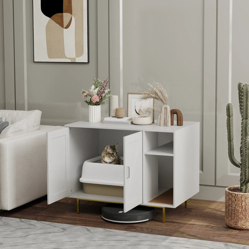 Cat Litter Box Enclosure, Hidden Litter Box with Scratching Pad, Storage, for Living Room, Bedroom, 31.5" x 20" x 24"