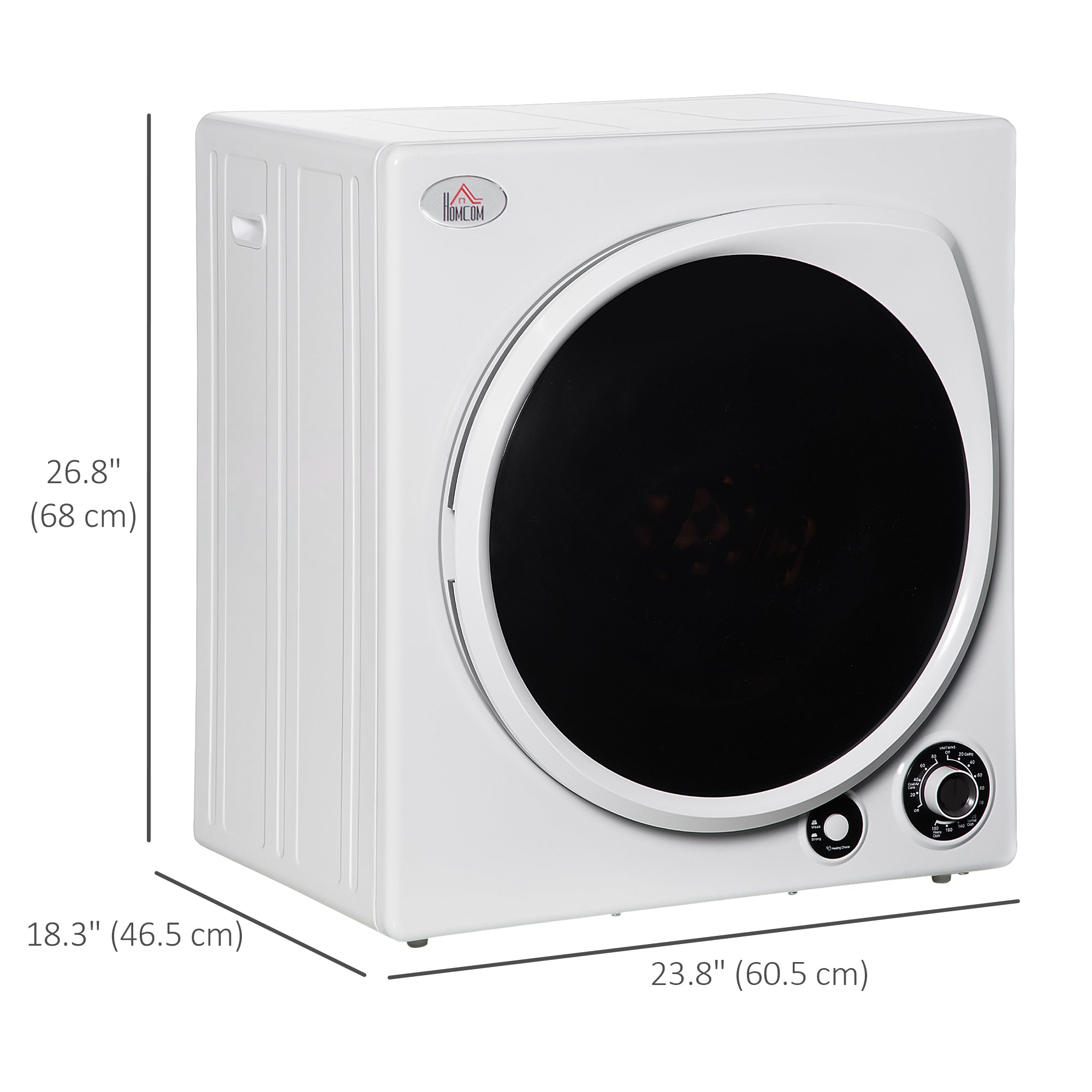HOMCOM Compact Laundry Dryer, 1350W 13lbs Portable Dryer with 5 Drying Modes,Stainless Steel Tub for Apartment, Home, Dorm, White 