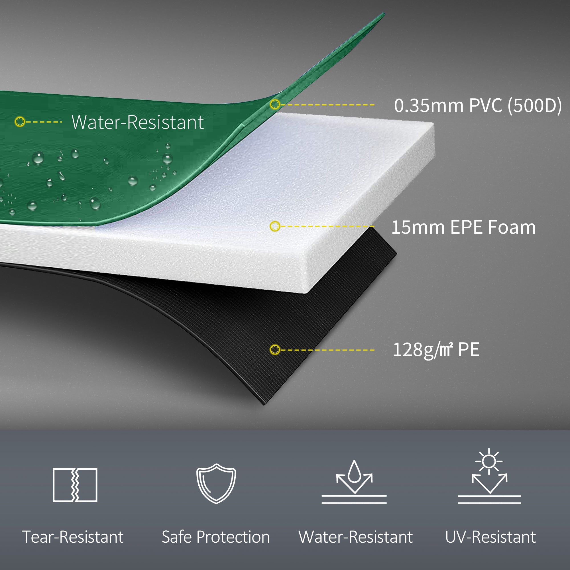 HOMCOM Φ12ft Trampoline Safety Pad Spring Cover Replacement Gym Bounce Green 