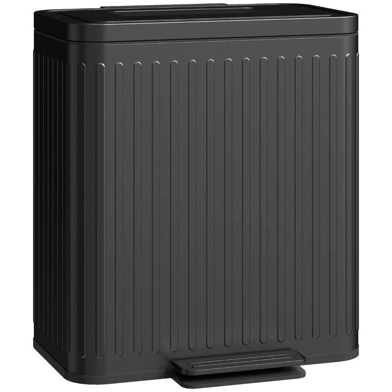 Trash Can, 2 x 5.3 Gallon (2 x 20 L) Garbage Can with Soft-Close Lid, Removable Inner Buckets for Kitchen Home Office