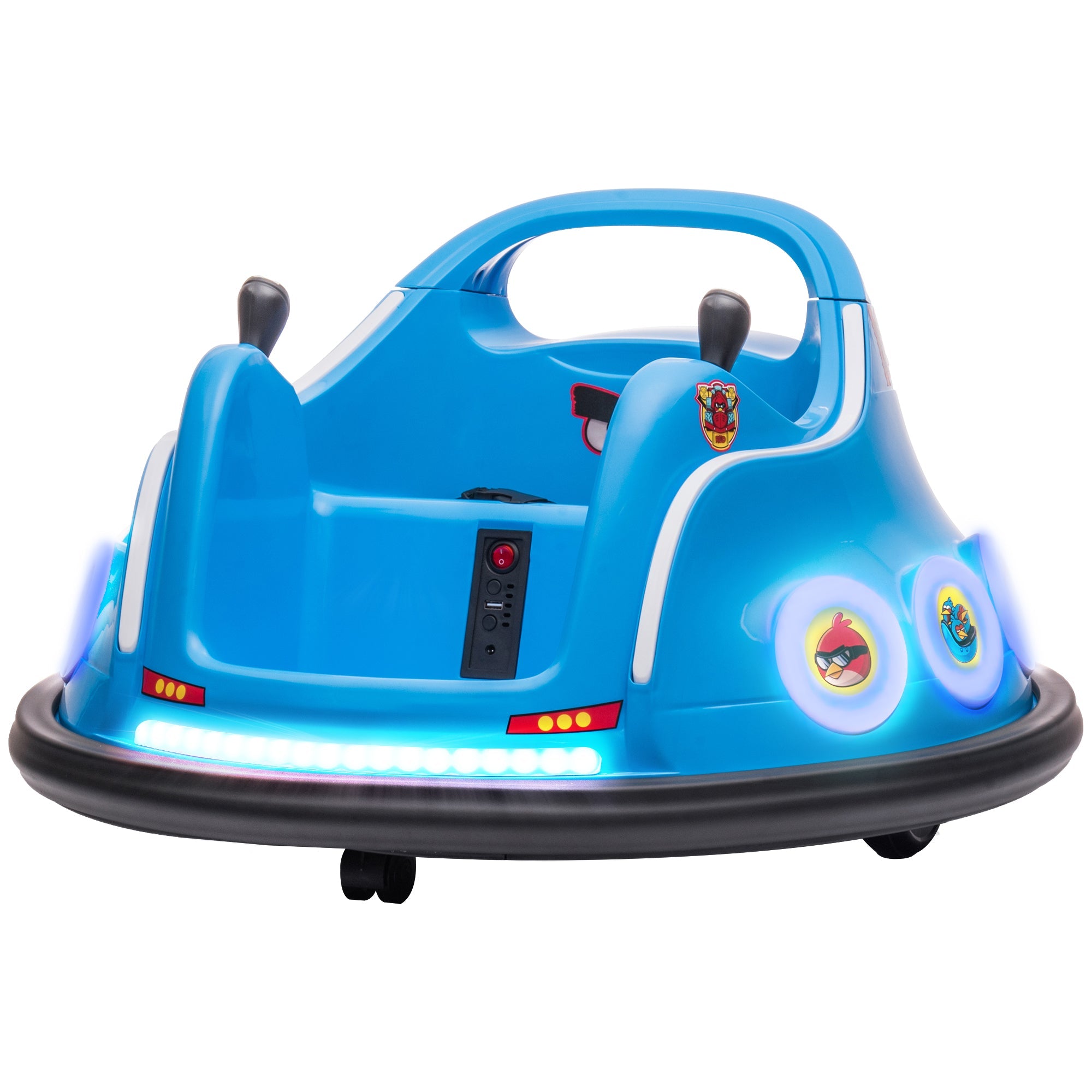 Qaba Angry Bird Licensed Electric Ride on Car, 12V Bumper Car for Kids w/ Dual Joysticks, 360 Degree Spin, Blue 