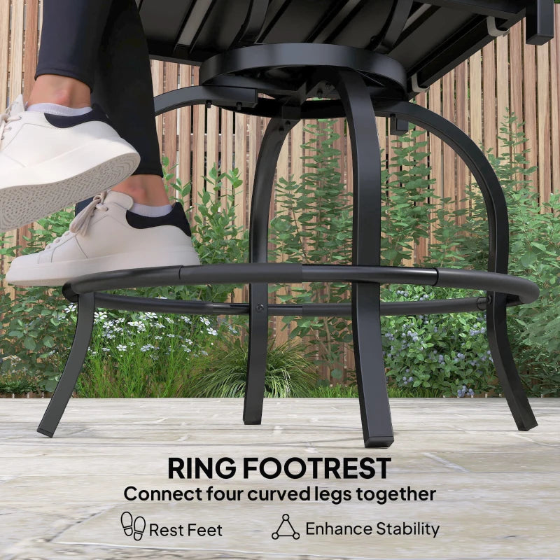 Outdoor Bar Stools Set of 2, Bar Height Swivel Patio Chairs with Cushion, Pillow Footrest for Poolside, Backyard