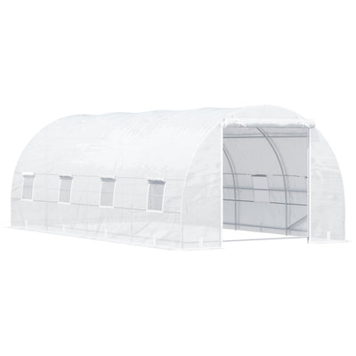 Outsunny 20x10x7ft Heavy Duty Tunnel Walk-in Greenhouse Outdoor Backyard Seed Plant Vegetables Grow Warm House White 
