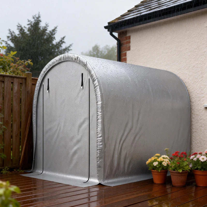8' x 5' Portable Shed, Water-Resistant Bike Tent with Roll-up Zipper Door and Galvanized Metal Frame for Bike