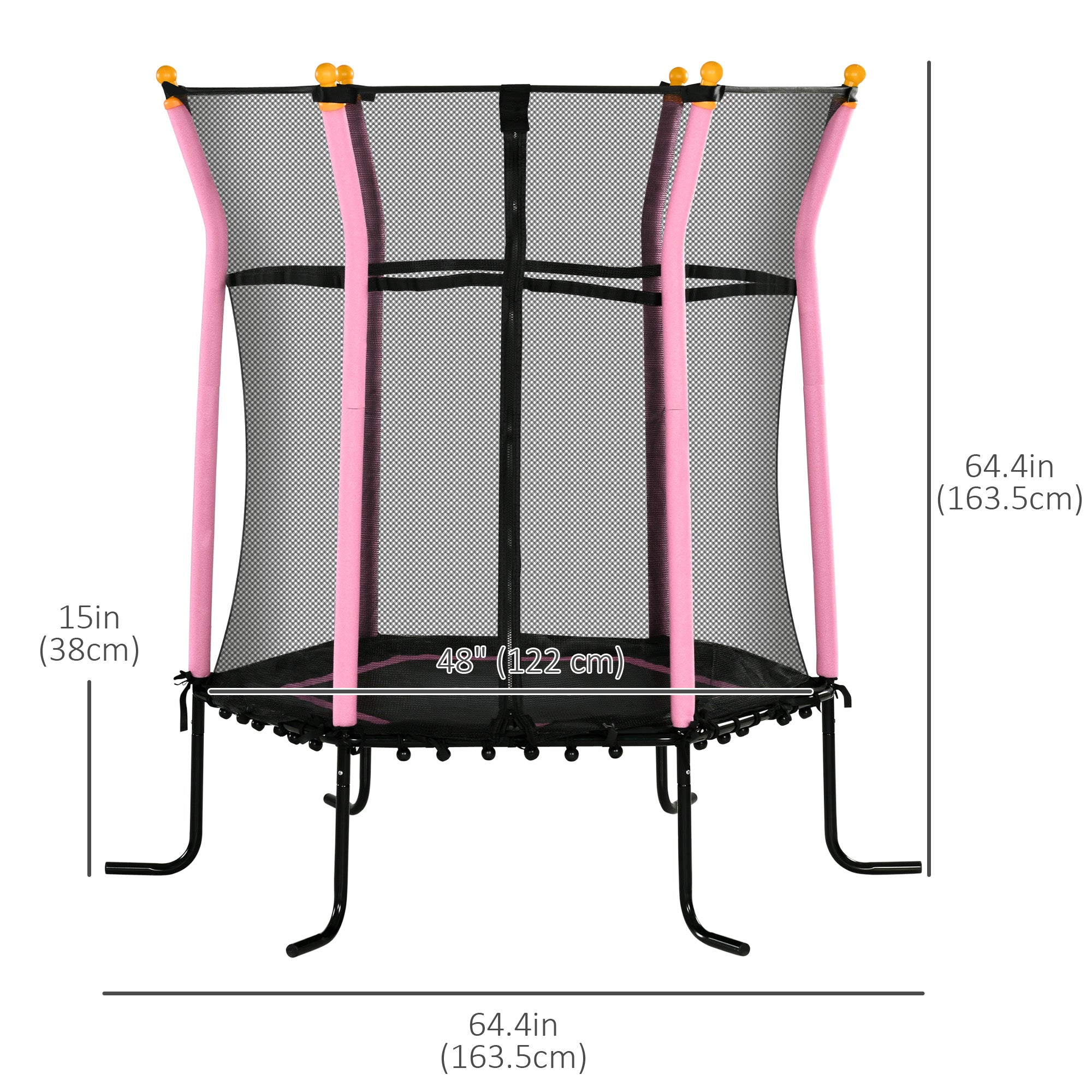 Soozier 63" Kids Trampoline Mini Indoor/Outdoor Bouncer Jumper Enclosure Net Elastic Padded Pole Gift Pink 3-10 Years 
