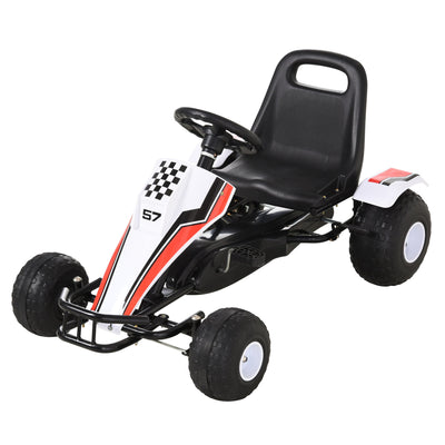Aosom Pedal Go Kart for Kids Racing Style Ride on Car with Adjustable Seat Handbrake Black 