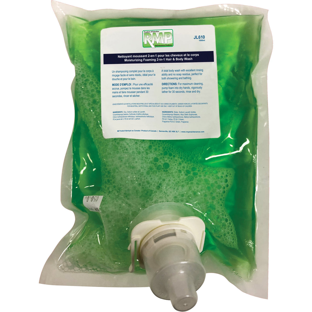 Moisturizing Hair & Body Wash, 1 L, Green Apple, Bag Cartridge