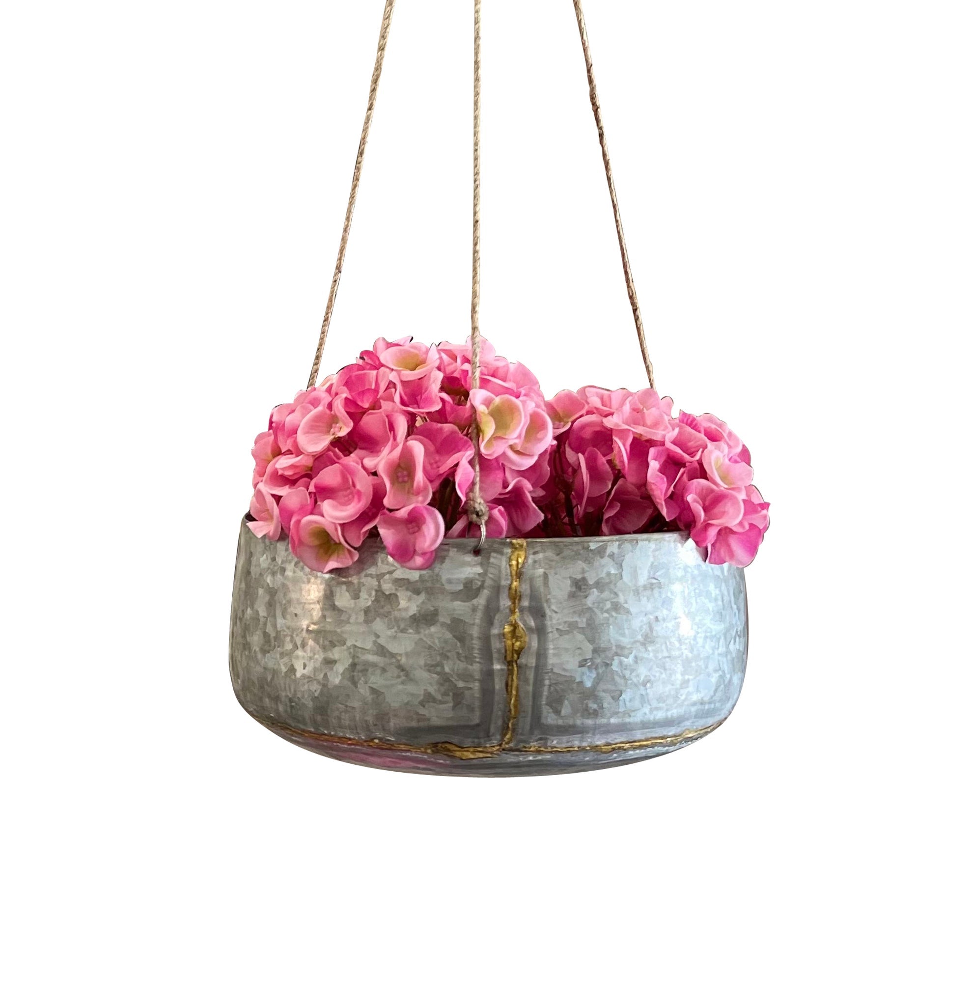 Hyrum Round Hanging Pot, Galvanized 