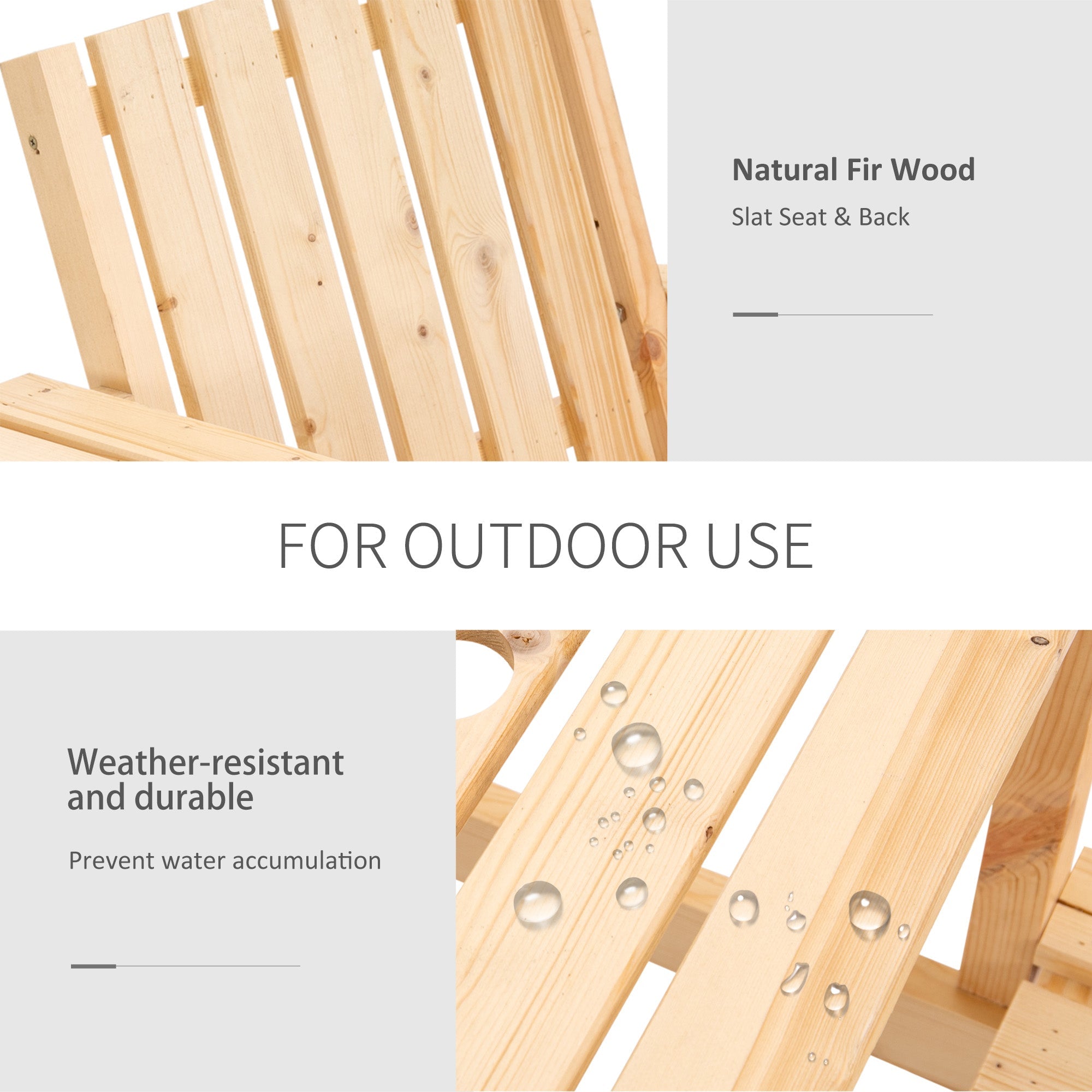 Outsunny Garden Bench for 2 Persons with Middle Table and Umbrella Hole, 2-Seater Outdoor Wooden Bench with Slat Design, Natural 
