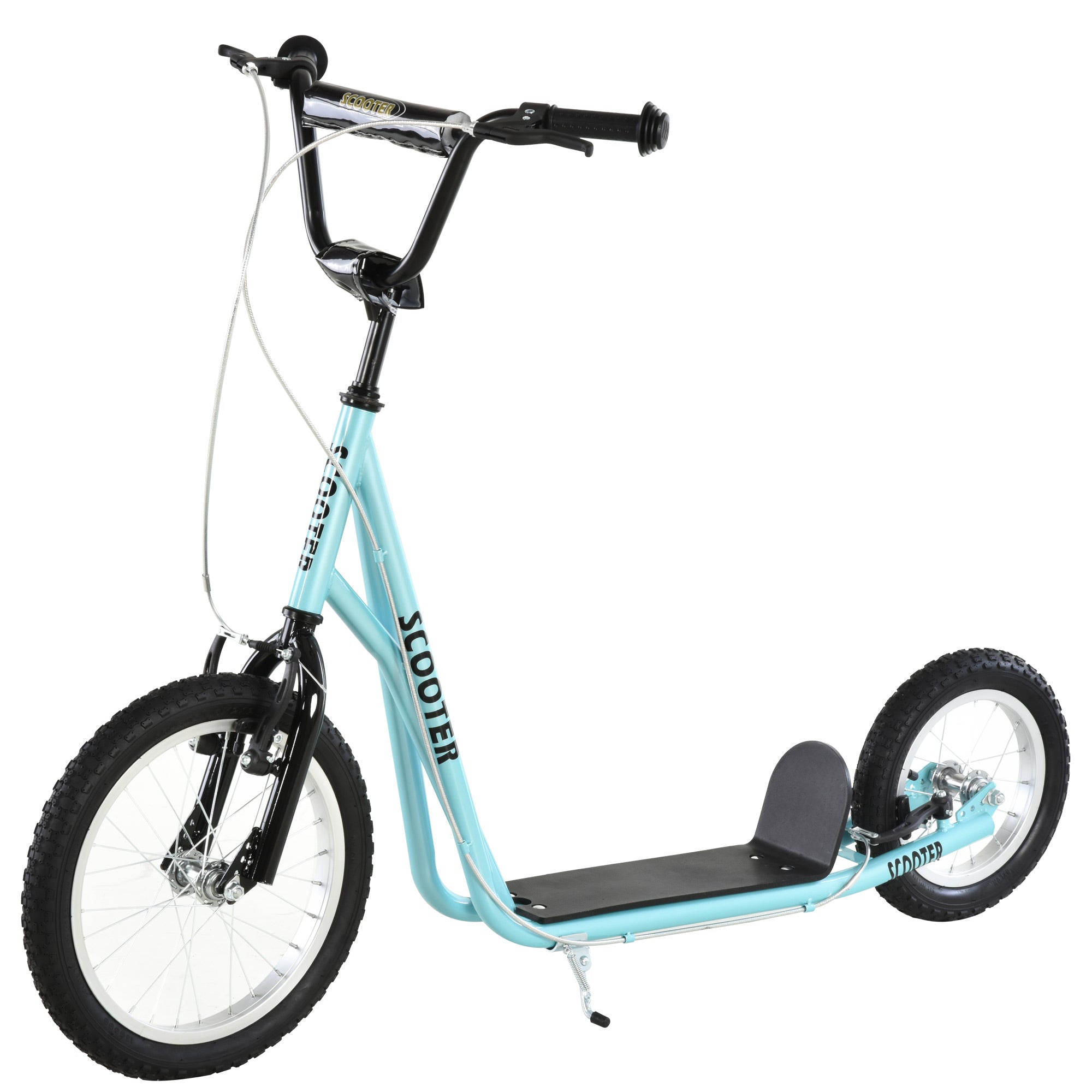 Aosom Big Wheel Scooter for Teens Youth Adjustable Handlebar with Dual Brakes Inflatable Wheels 