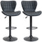 HOMCOM Modern Adjustable Swivel Bar Stools Set of 2 with PU Leather Backrest and Footrest in Black for Kitchen Counter
