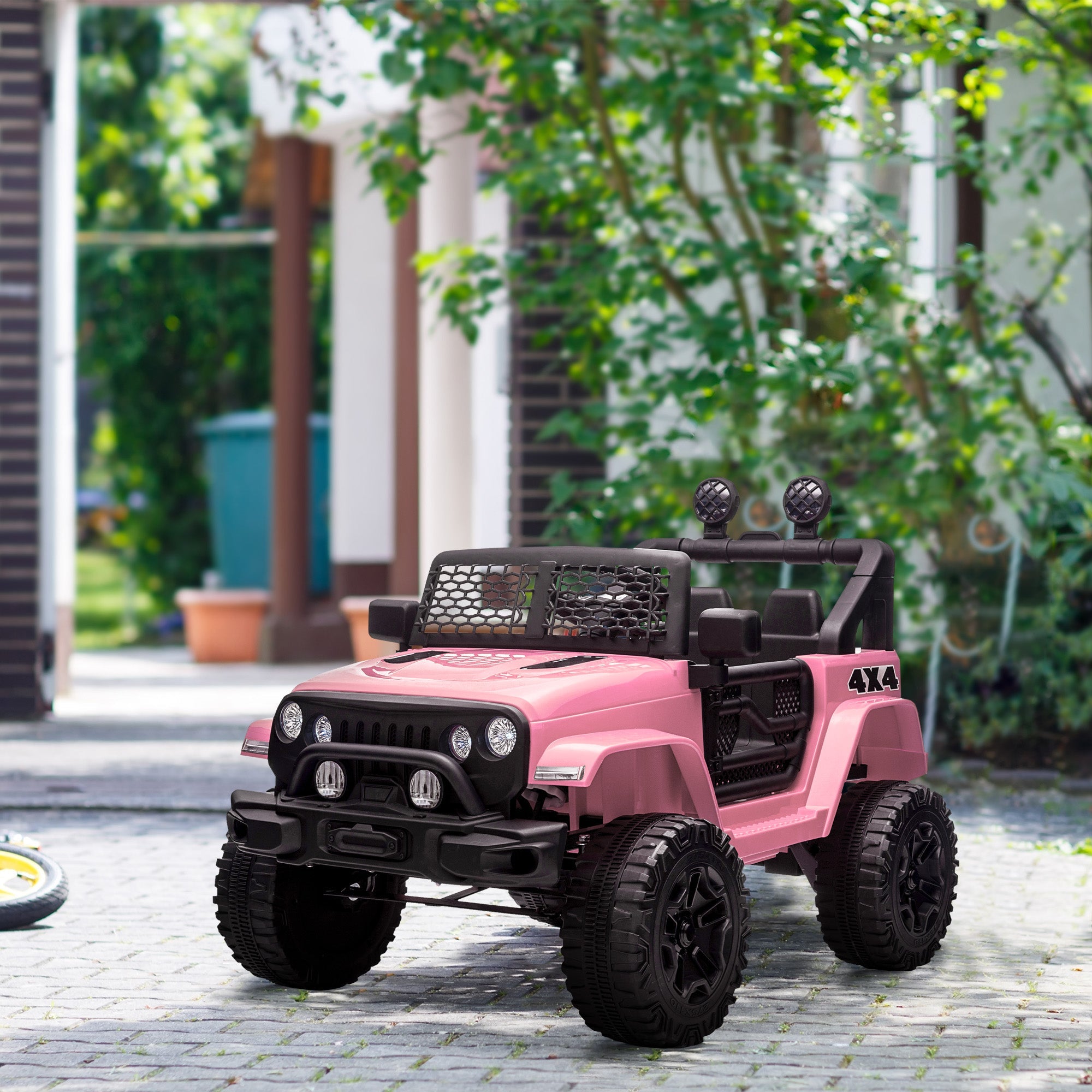 Aosom 12V Electric Truck, Off Road Electric Pickup with Remote Control, Adjustable Speed, Ride on Car for Kids, Pink 