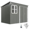 8.5' x 6' Galvanised Steel Outdoor Storage Shed, Garden Shed with Window, Lockable Wide Doors and Air Vents, Grey