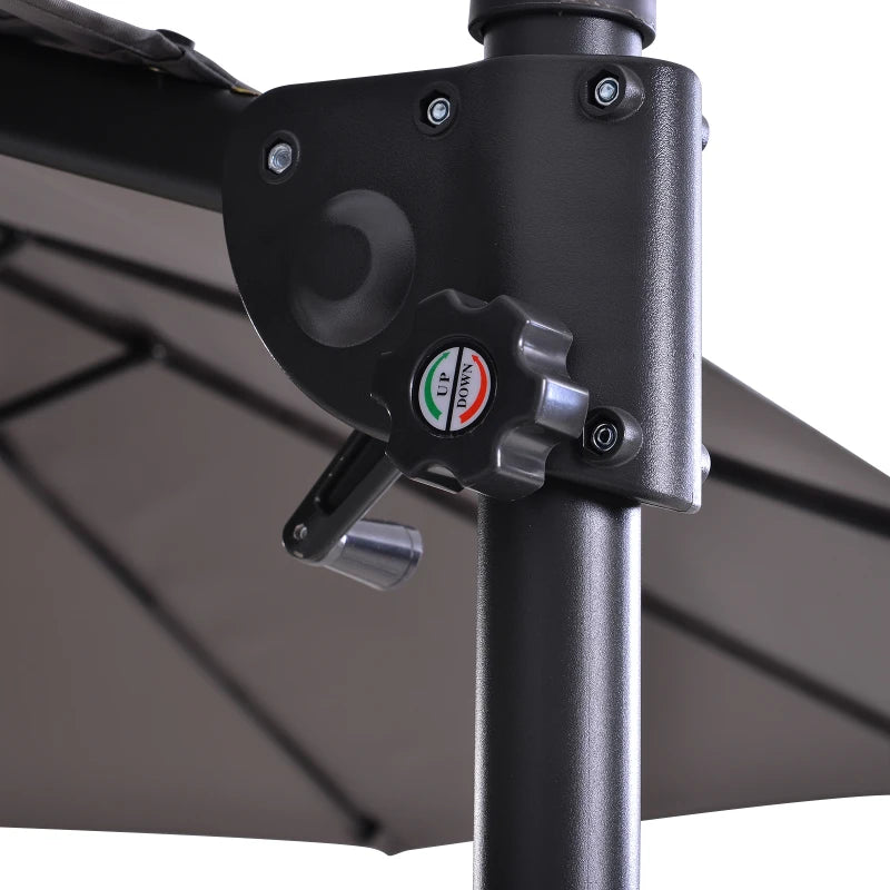 Outdoor Patio Umbrella Offset Cantilever Umbrella with Twin Canopy Sunshade Umbrella with Lift Crank Grey