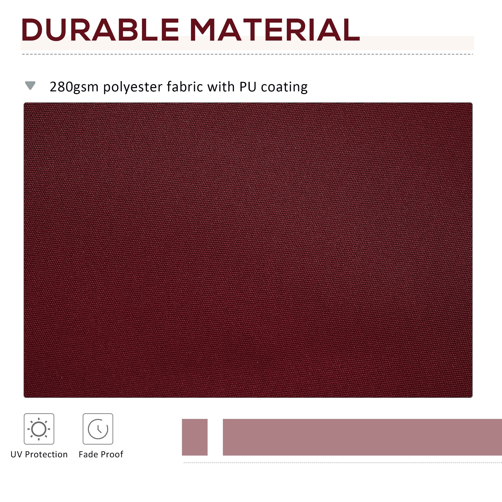 Outsunny Outdoor Sunscreen Cover: 9'x8' Retractable Fabric Replacement with UV Blocking, Wine Red 