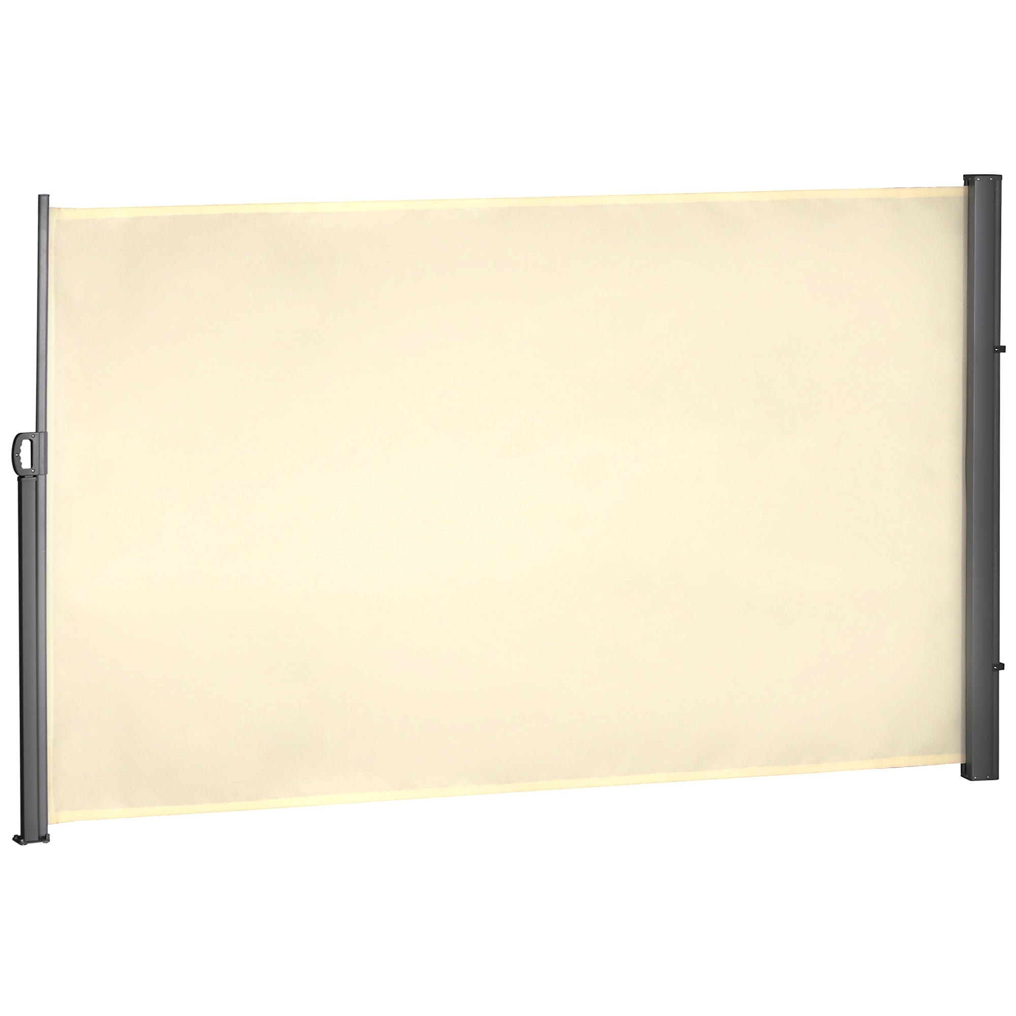 Outsunny 118x71 Outdoor Privacy Screen, Folding Retractable Side Awning for Patio, UV & Wind Resistant, Cream White 