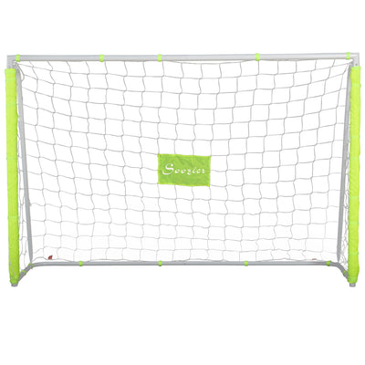 Soozier 6ft x 4ft Soccer Goal Net with Metal Frame, PE Mesh, Ground Stakes, Easy Assembly, Yellow 