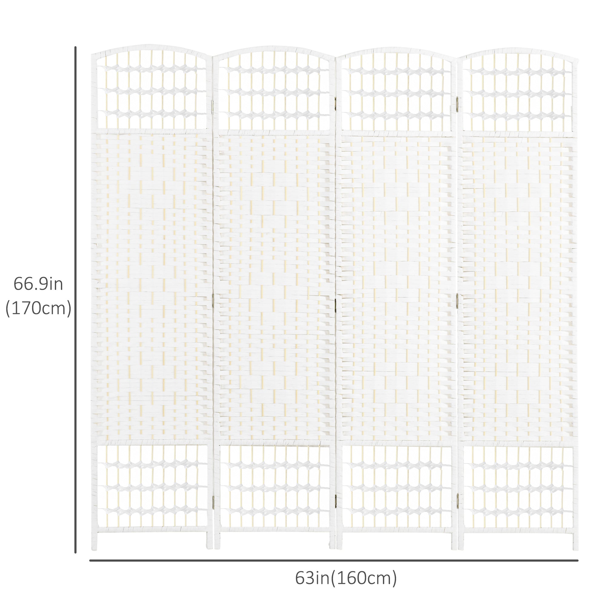 HOMCOM 4-Panel Folding Room Separator: Portable Privacy Screen Indoor Office Divider, White 