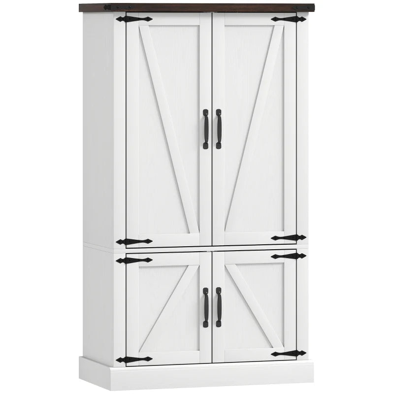 53.5" Pantry Cabinet, Kitchen Storage Cabinet with Adjustable Shelves, 6 Door Spice Racks for Dining Room, White
