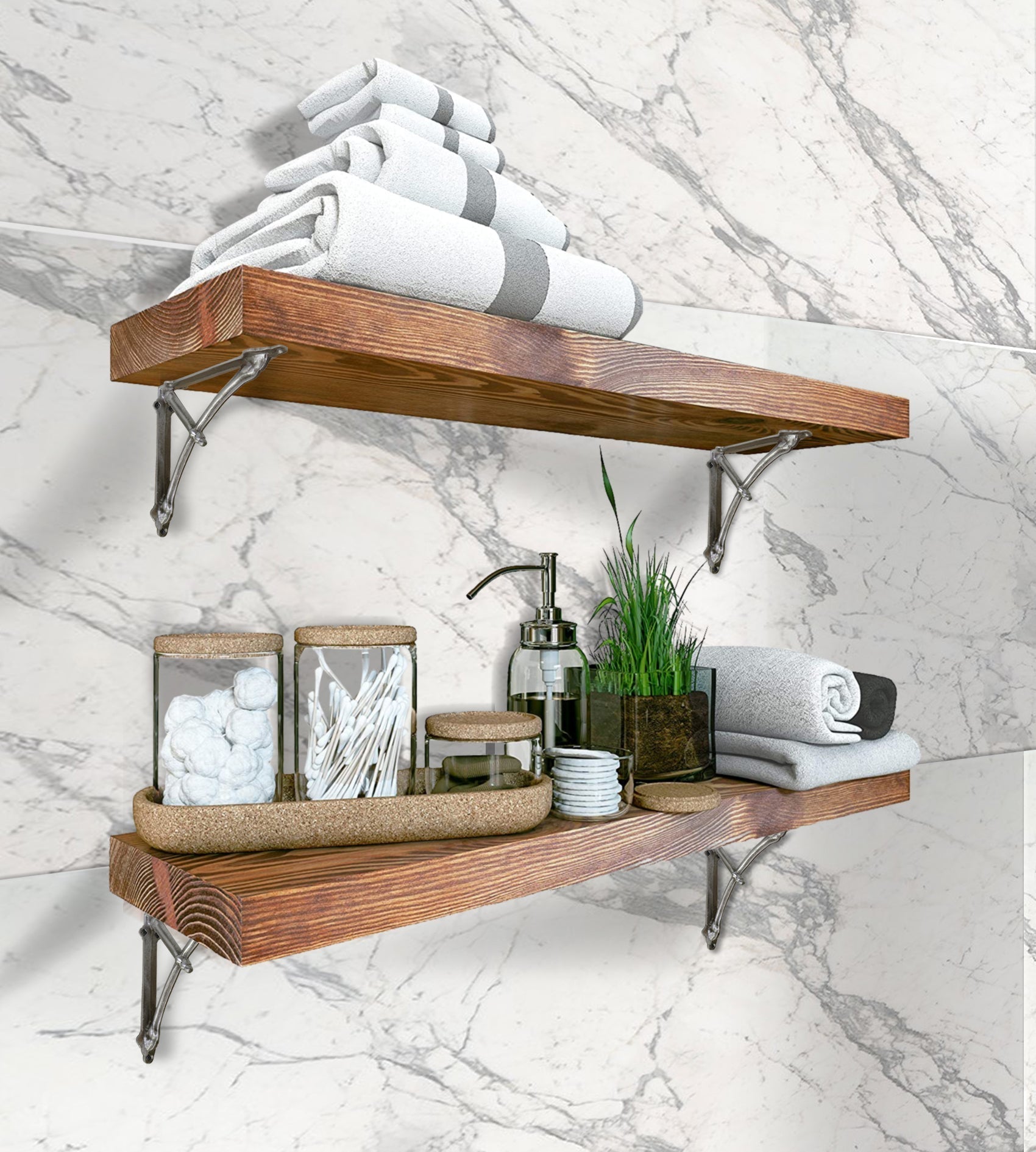 Half Round Wall Mount Shelf Bracket – Rustic Antique Metal, 5.5x5.5x1.2 in 