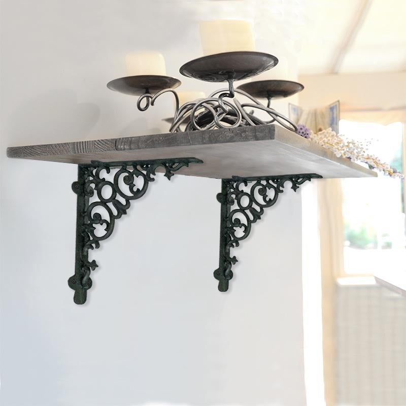 Shelf Bracket, Scroll, Large, Black 