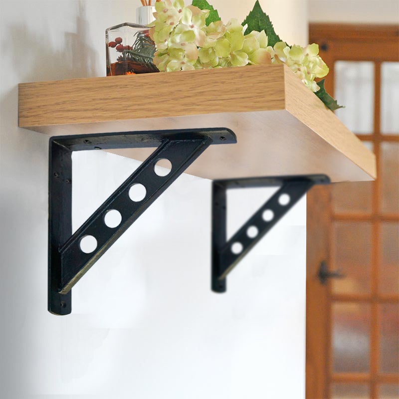 Circled Corner Bracket, Antique Black, Large 
